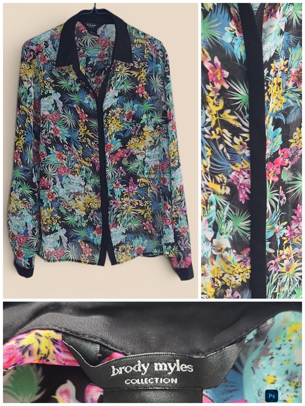 Brody Myles Floral Jungle Sheer Button-Up